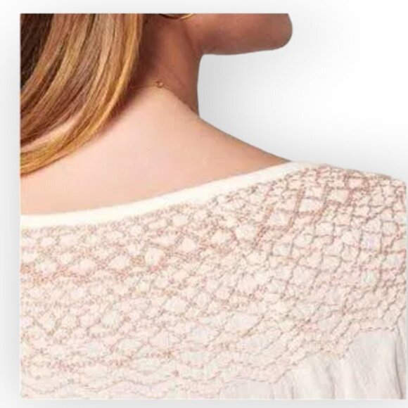 Faherty Laura Embroidered Top Whisper White Cotton XS Phoebe Buffay Boho Hippie - Picture 7 of 16